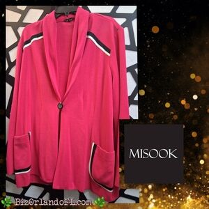 BOUTIQUE: Misook Paige Hot Pink, Black & White One Button Jacket 2X ** RARE **